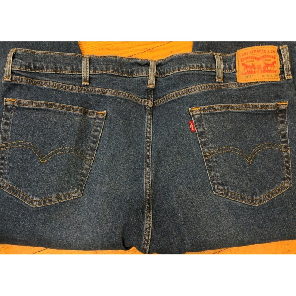 VTG Levi's 505 Regular Fit Men's Jeans Size 42×30 Blue Straight USA Made Y2K EUC - Picture 9 of 10